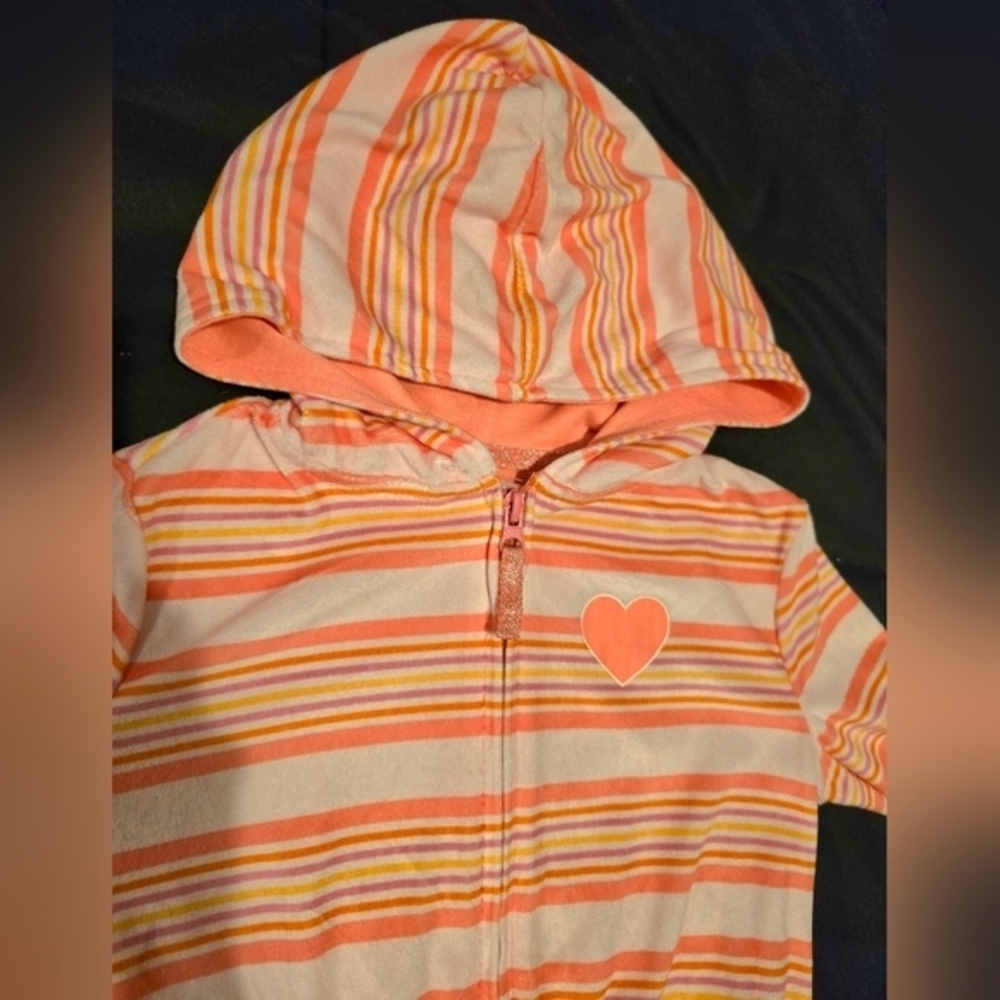 NWOT Girl's Cat &‎ Jack Retro Striped Hooded Zip Up Pajamas. Size 6/6X Small - Picture 2 of 8